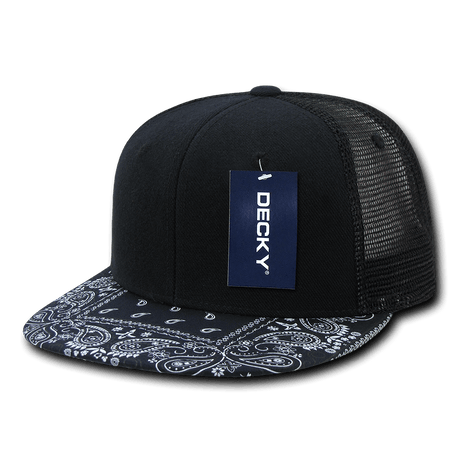 Decky 6 Panel High Profile Structured Bandanna Bill Trucker | Decky 1083 Black/Navy OSFM