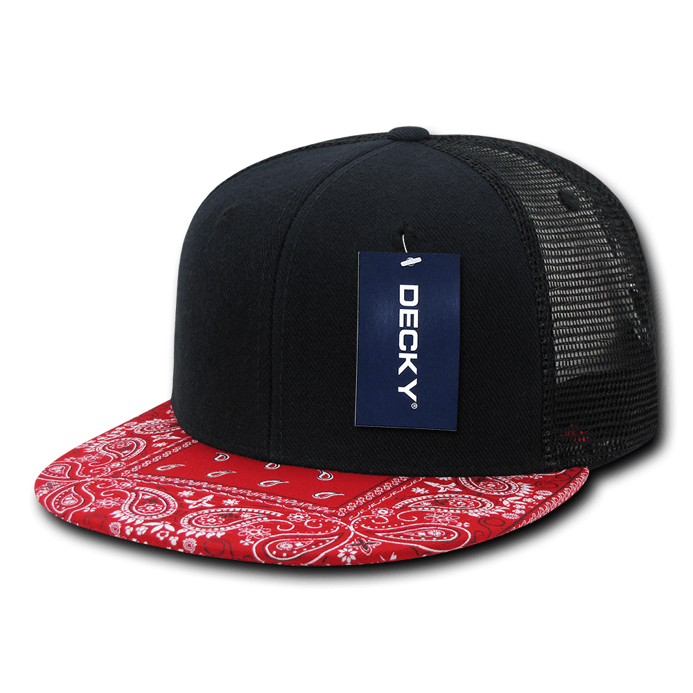 Decky 6 Panel High Profile Structured Bandanna Bill Trucker | Decky 1083 Black/Red OSFM