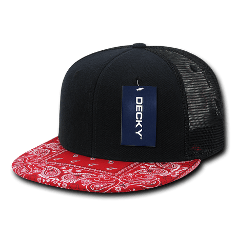 Decky 6 Panel High Profile Structured Bandanna Bill Trucker | Decky 1083 Black/Red OSFM