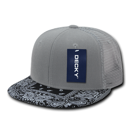 Decky 6 Panel High Profile Structured Bandanna Bill Trucker | Decky 1083 Grey/Black OSFM