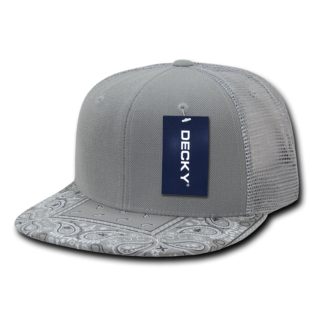 Decky 6 Panel High Profile Structured Bandanna Bill Trucker | Decky 1083 Grey/Grey OSFM