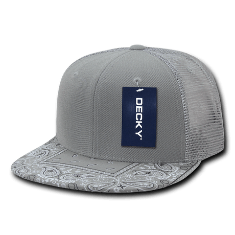Decky 6 Panel High Profile Structured Bandanna Bill Trucker | Decky 1083 Grey/Grey OSFM