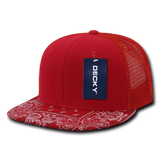 Decky 6 Panel High Profile Structured Bandanna Bill Trucker | Decky 1083 Red/Red OSFM