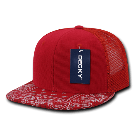 Decky 6 Panel High Profile Structured Bandanna Bill Trucker | Decky 1083 Red/Red OSFM