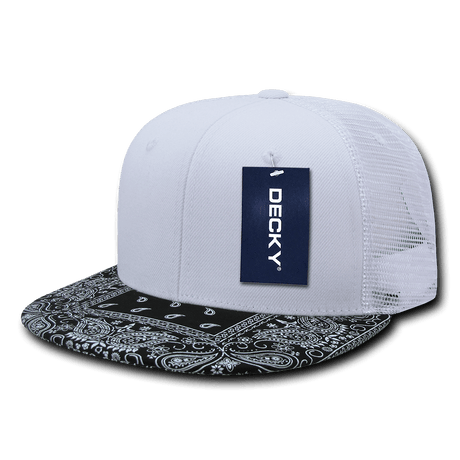 Decky 6 Panel High Profile Structured Bandanna Bill Trucker | Decky 1083 White/Black OSFM