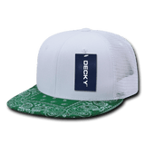 Decky 6 Panel High Profile Structured Bandanna Bill Trucker | Decky 1083 White/Kelly OSFM