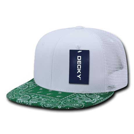 Decky 6 Panel High Profile Structured Bandanna Bill Trucker | Decky 1083 White/Kelly OSFM