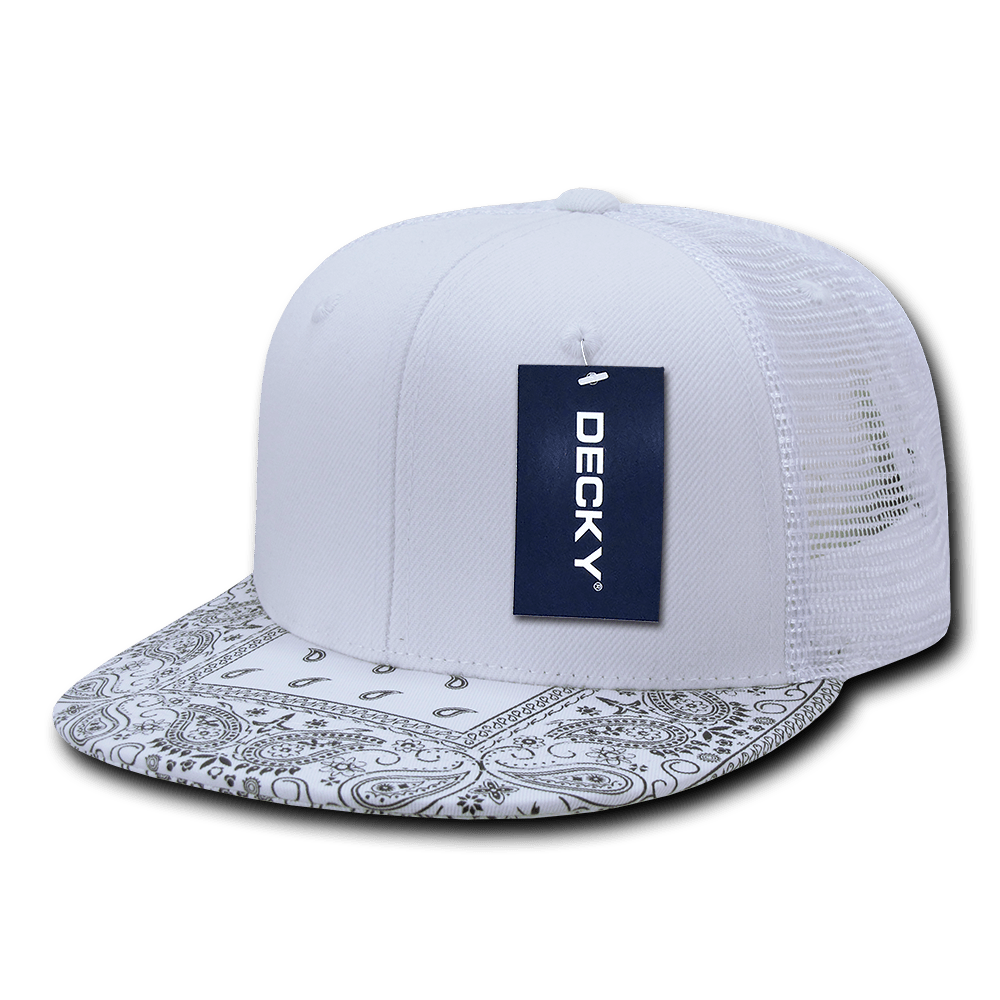 Decky 6 Panel High Profile Structured Bandanna Bill Trucker | Decky 1083 White/White OSFM