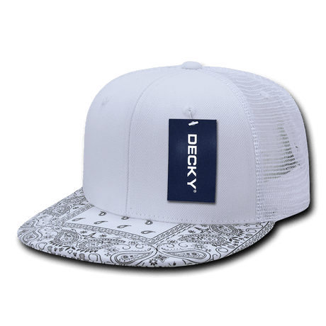 Decky 6 Panel High Profile Structured Bandanna Bill Trucker | Decky 1083 White/White OSFM