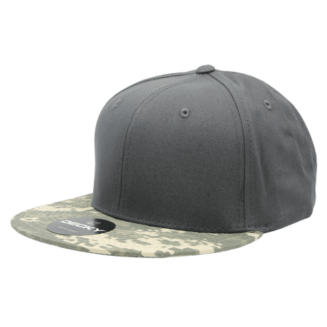 Decky 6 Panel High Profile Structured Camo Snapback | Decky 1047 ACU/Dark Grey/Dark Grey OSFM