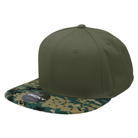 Decky 6 Panel High Profile Structured Camo Snapback | Decky 1047 MCU/Olive/Olive OSFM