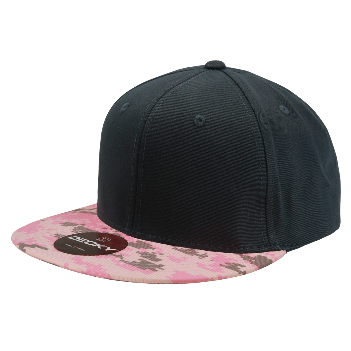 Decky 6 Panel High Profile Structured Camo Snapback | Decky 1047 PKD/Black/Black OSFM