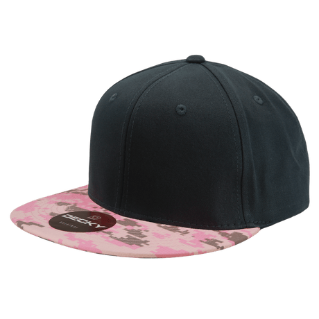 Decky 6 Panel High Profile Structured Camo Snapback | Decky 1047 PKD/Black/Black OSFM