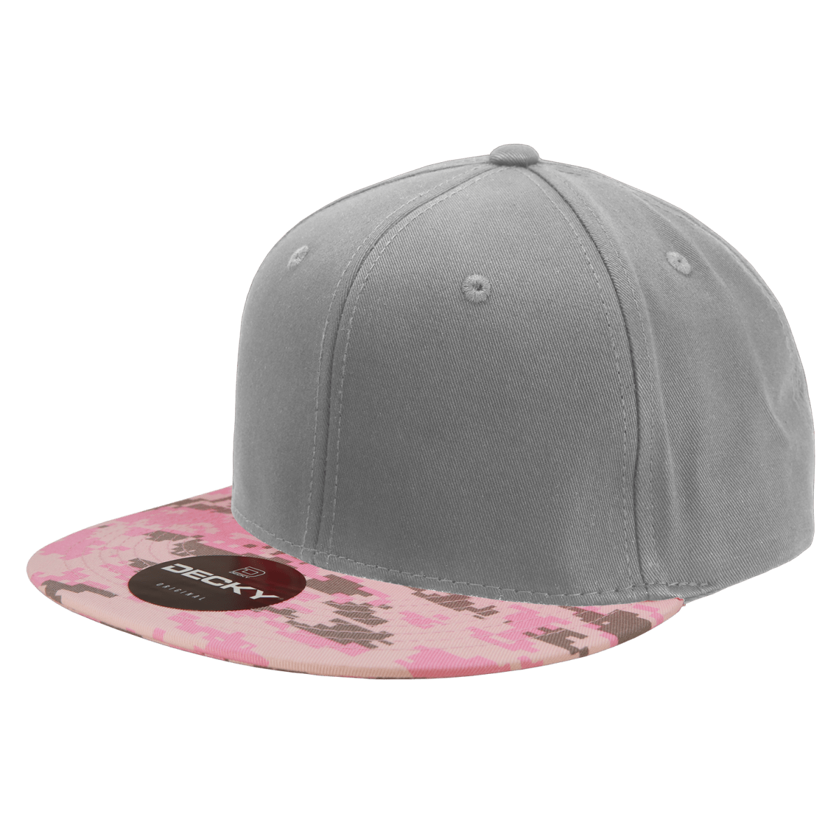 Decky 6 Panel High Profile Structured Camo Snapback | Decky 1047 PKD/Grey/Grey OSFM