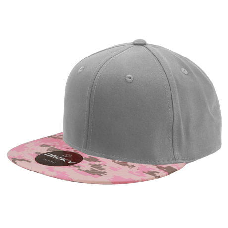 Decky 6 Panel High Profile Structured Camo Snapback | Decky 1047 PKD/Grey/Grey OSFM