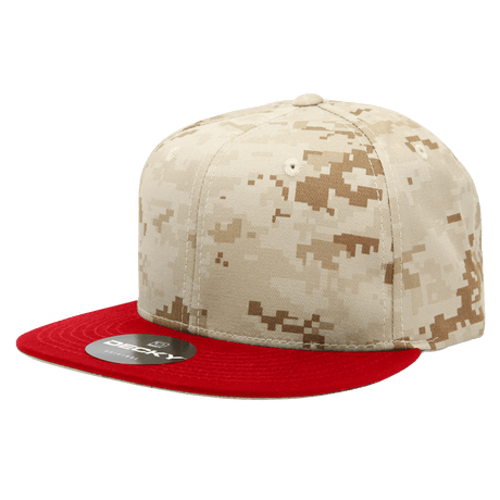 Decky 6 Panel High Profile Structured Camo Snapback | Decky 1047 Red/Des/Des OSFM