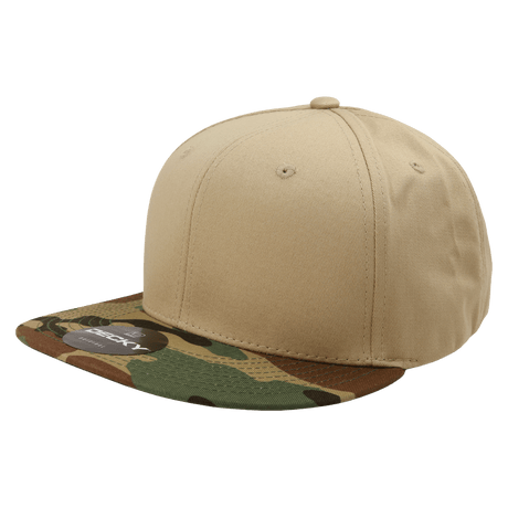 Decky 6 Panel High Profile Structured Camo Snapback | Decky 1047 Woodland/Khaki/Khaki OSFM