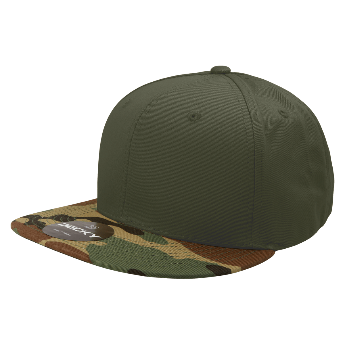 Decky 6 Panel High Profile Structured Camo Snapback | Decky 1047 Woodland/Olive/Olive OSFM