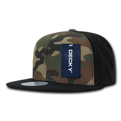 Decky 6 Panel High Profile Structured Camo Snapback | Decky 1049 Black/Woodland/Black OSFM