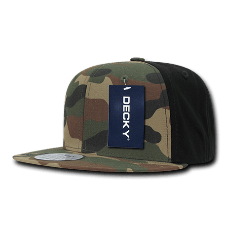 Decky 6 Panel High Profile Structured Camo Snapback | Decky 1049 Woodland/Woodland/Black OSFM