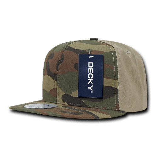 Decky 6 Panel High Profile Structured Camo Snapback | Decky 1049 Woodland/Woodland/Khaki OSFM