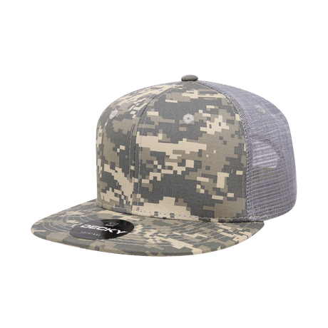 Decky 6 Panel High Profile Structured Camo Trucker | Decky 1055 ACU/ACU/GRY OSFM