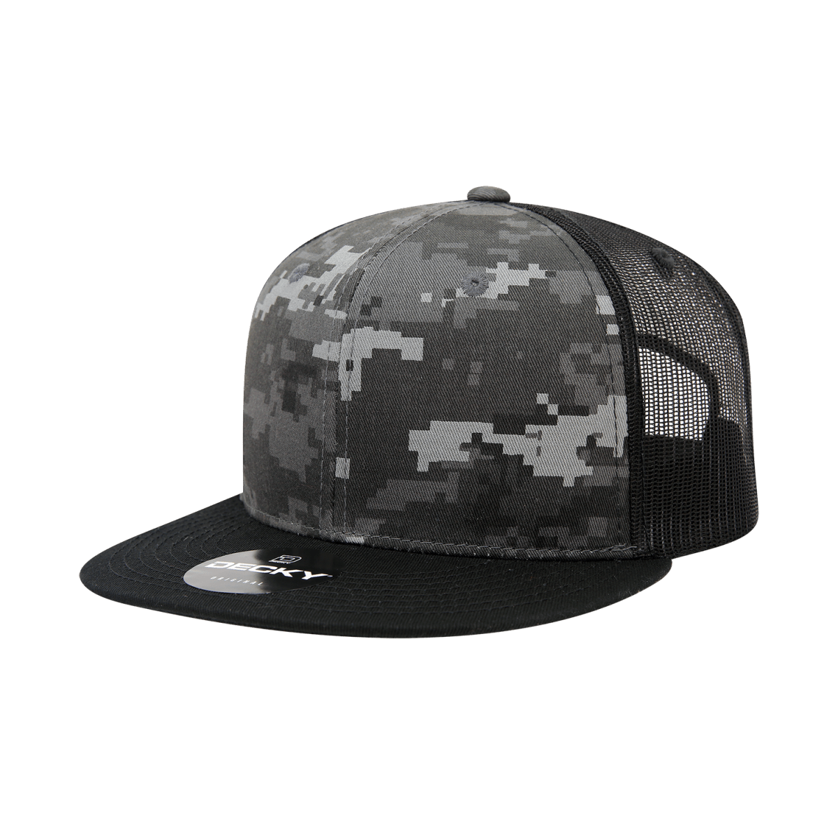 Decky 6 Panel High Profile Structured Camo Trucker | Decky 1055 BLK/NTG/BLK OSFM