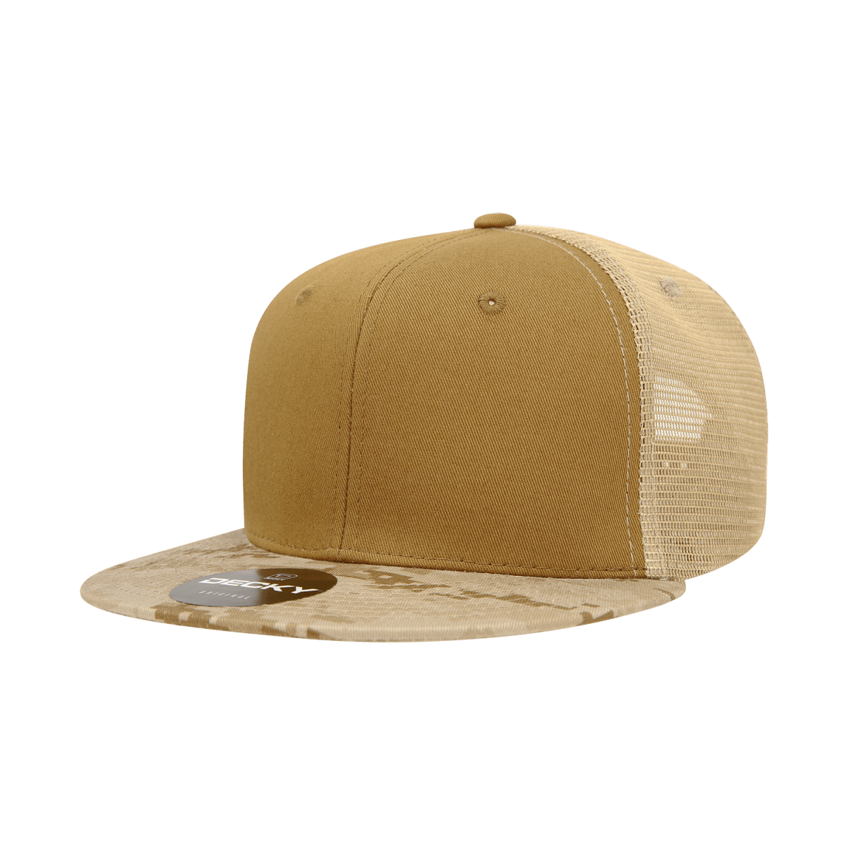 Decky 6 Panel High Profile Structured Camo Trucker | Decky 1055 DES/COY/KHA OSFM