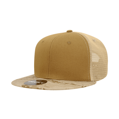 Decky 6 Panel High Profile Structured Camo Trucker | Decky 1055 DES/COY/KHA OSFM
