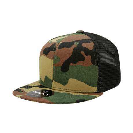 Decky 6 Panel High Profile Structured Camo Trucker | Decky 1055 Woodland/Woodland/Black OSFM