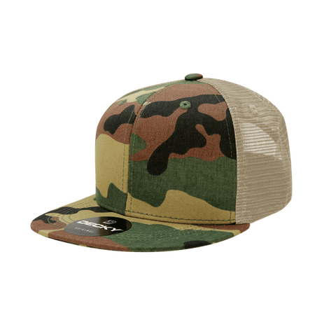 Decky 6 Panel High Profile Structured Camo Trucker | Decky 1055 Woodland/Woodland/Khaki OSFM