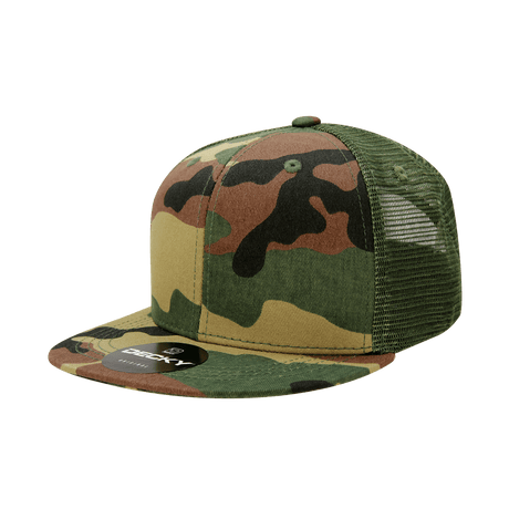 Decky 6 Panel High Profile Structured Camo Trucker | Decky 1055 Woodland/Woodland/Olive OSFM