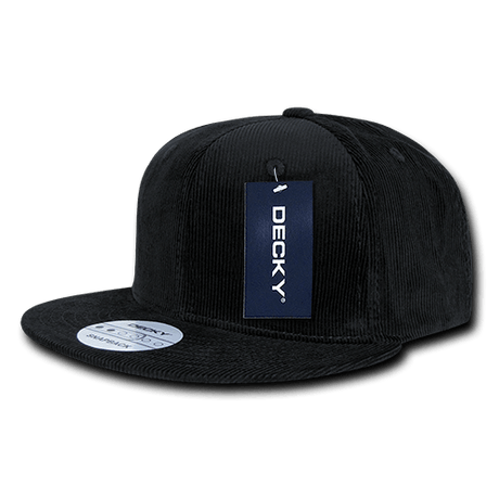 Decky 6 Panel High Profile Structured Corduroy Snapback | Decky 1076 Black OSFM