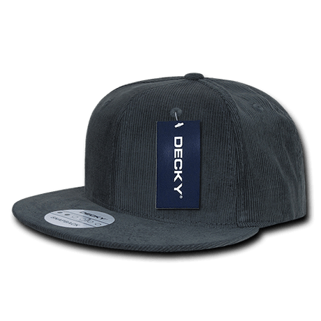 Decky 6 Panel High Profile Structured Corduroy Snapback | Decky 1076 Charcoal OSFM
