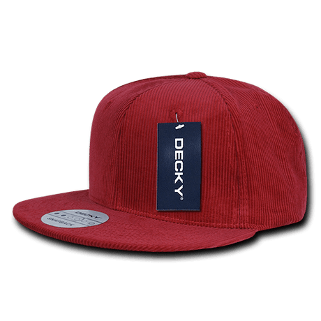 Decky 6 Panel High Profile Structured Corduroy Snapback | Decky 1076 Red OSFM