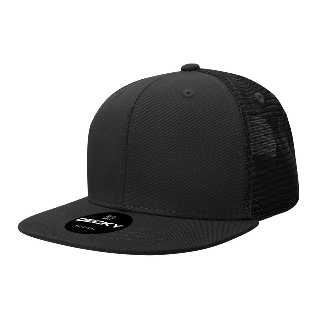 Decky 6 Panel High Profile Structured Cotton Blend Trucker | Decky 6033 Black Standard