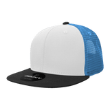 Decky 6 Panel High Profile Structured Cotton Blend Trucker | Decky 6033 Black/White/Sky Standard