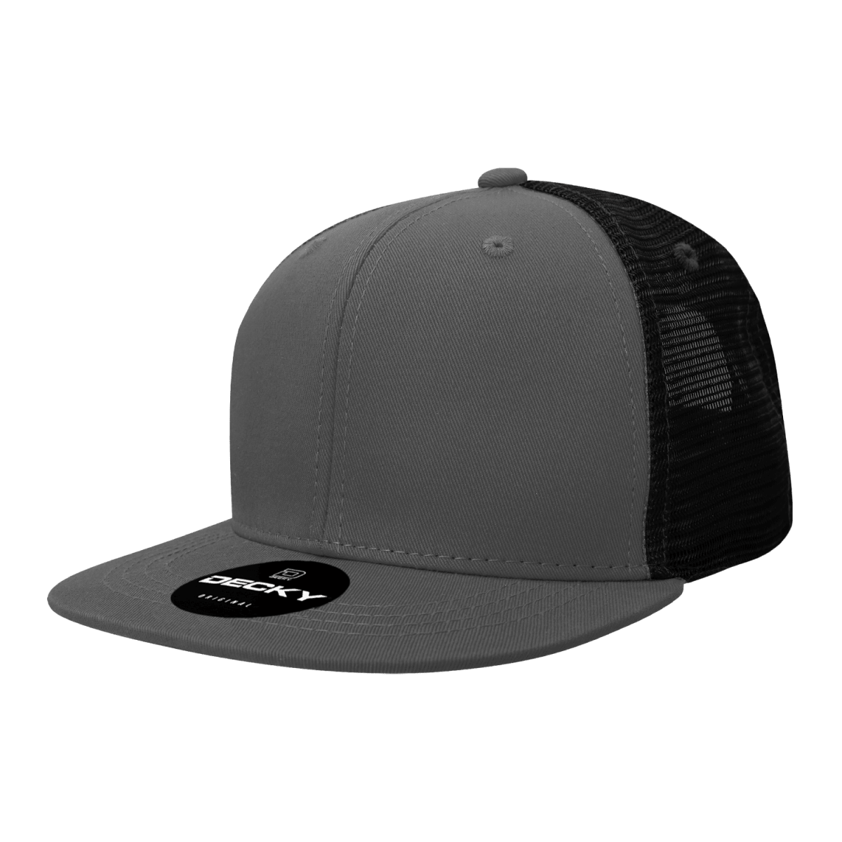 Decky 6 Panel High Profile Structured Cotton Blend Trucker | Decky 6033 Charcoal/Black Standard