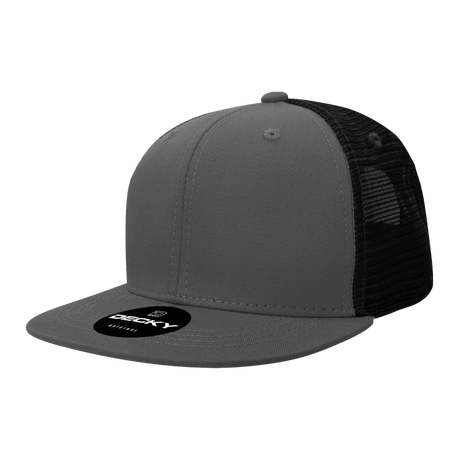 Decky 6 Panel High Profile Structured Cotton Blend Trucker | Decky 6033 Charcoal/Black Standard