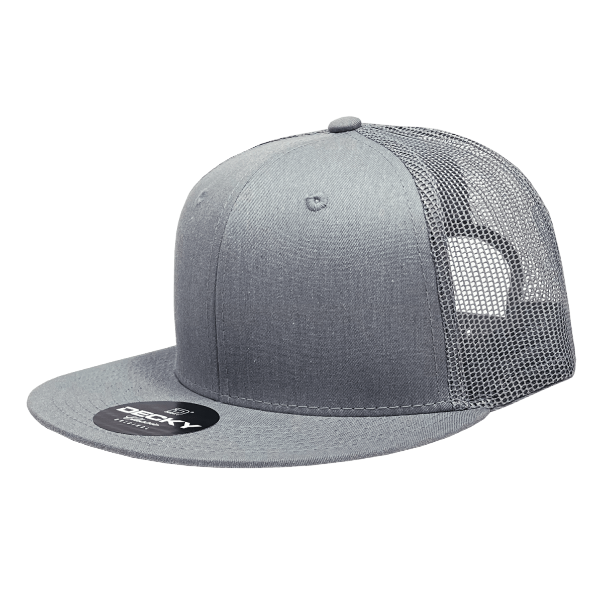 Decky 6 Panel High Profile Structured Cotton Blend Trucker | Decky 6033 Heather Grey Standard
