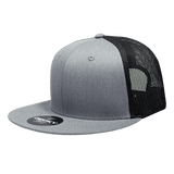 Decky 6 Panel High Profile Structured Cotton Blend Trucker | Decky 6033 Heather Grey/Black Standard