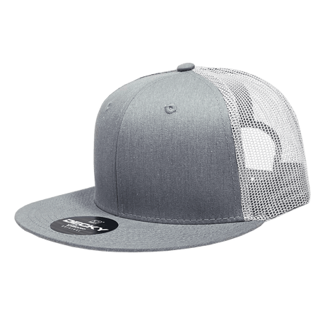 Decky 6 Panel High Profile Structured Cotton Blend Trucker | Decky 6033 Heather GreyWhite Standard