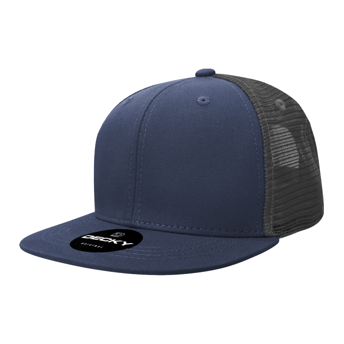 Decky 6 Panel High Profile Structured Cotton Blend Trucker | Decky 6033 Navy/Charcoal Standard