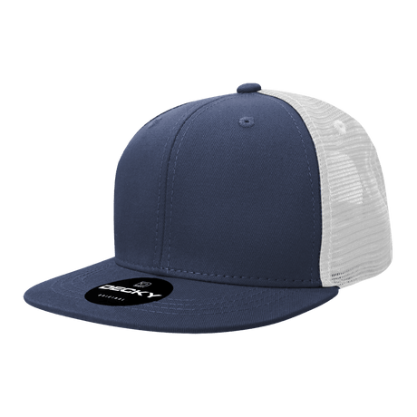 Decky 6 Panel High Profile Structured Cotton Blend Trucker | Decky 6033 Navy/White Standard