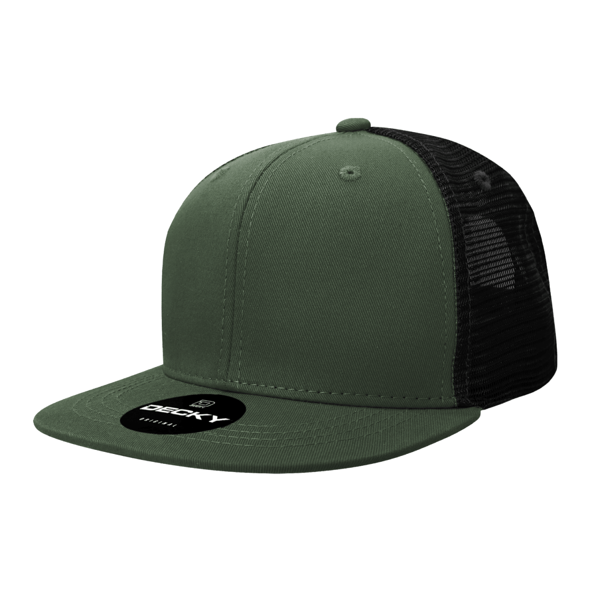Decky 6 Panel High Profile Structured Cotton Blend Trucker | Decky 6033 Olive/Black Standard