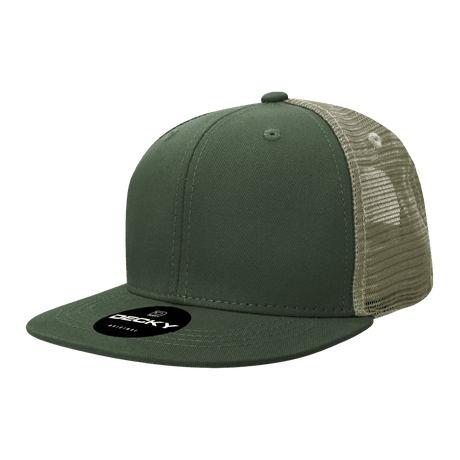 Decky 6 Panel High Profile Structured Cotton Blend Trucker | Decky 6033 Olive/Khaki Standard