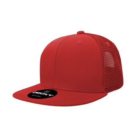 Decky 6 Panel High Profile Structured Cotton Blend Trucker | Decky 6033 Red Standard