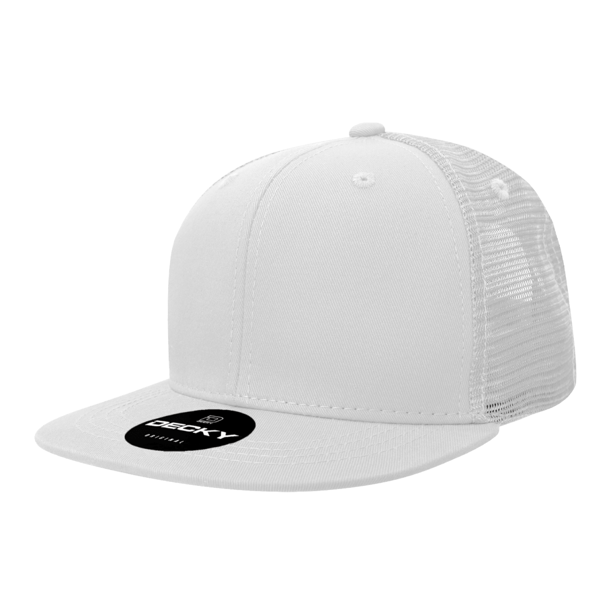 Decky 6 Panel High Profile Structured Cotton Blend Trucker | Decky 6033 White Standard
