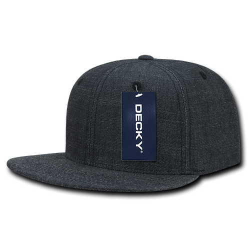 Decky 6 Panel High Profile Structured Denim Snapback | Decky 1094 Black OSFM