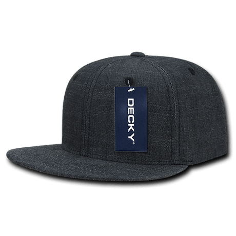 Decky 6 Panel High Profile Structured Denim Snapback | Decky 1094 Black OSFM